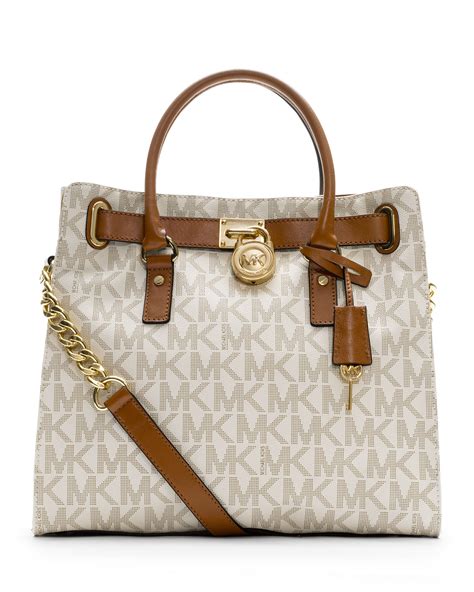 michael michael kors hamilton large mk logo tote brown|michael kors nouveau hamilton bag.